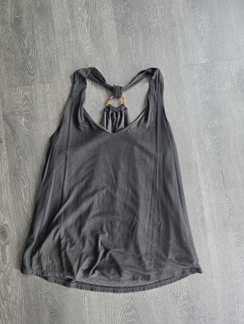 Papermoon Stitch Fix Black Racerback Tank Top Tortoise Ring Detail. NWT